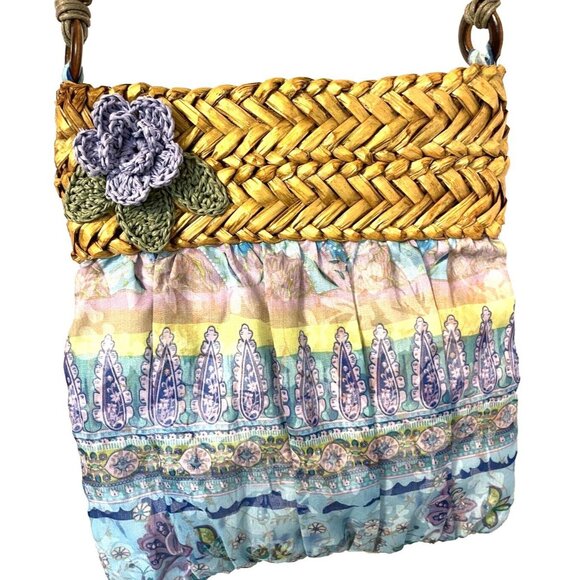 Capelli Straworld Handmade Crossbody bag Purse Macrame Strap Magnetic Closure - Picture 4 of 7